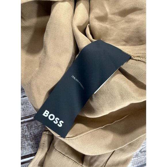 Boss Linen Blend lightweight Carper overshirt Size 46 R color Tan NWT $398 - Picture 4 of 7
